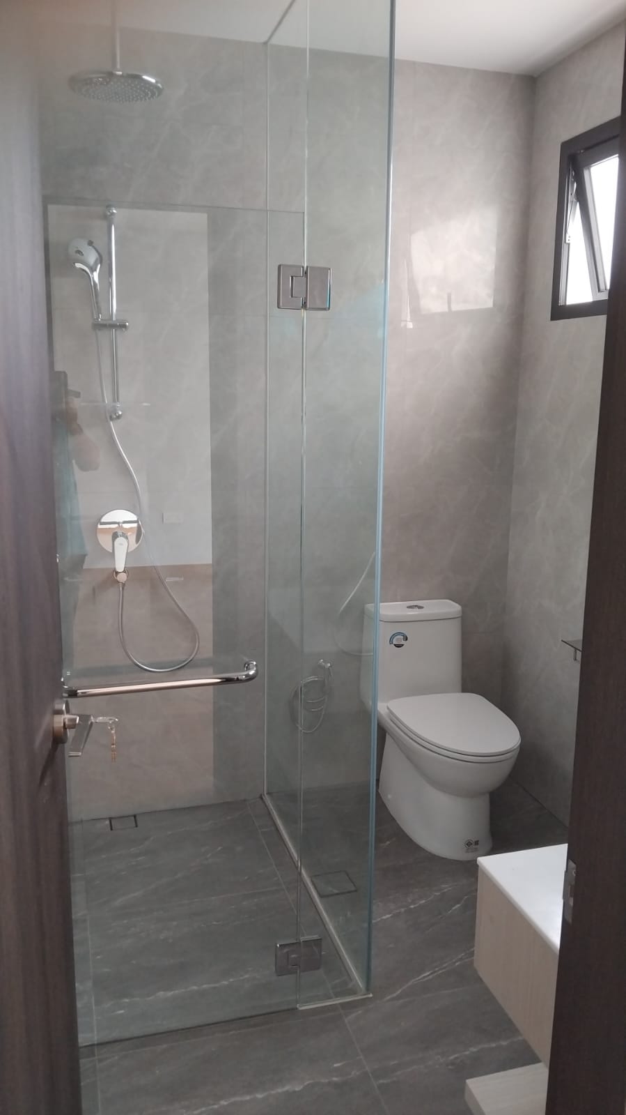 Ensuite bathroom with glass shower screen